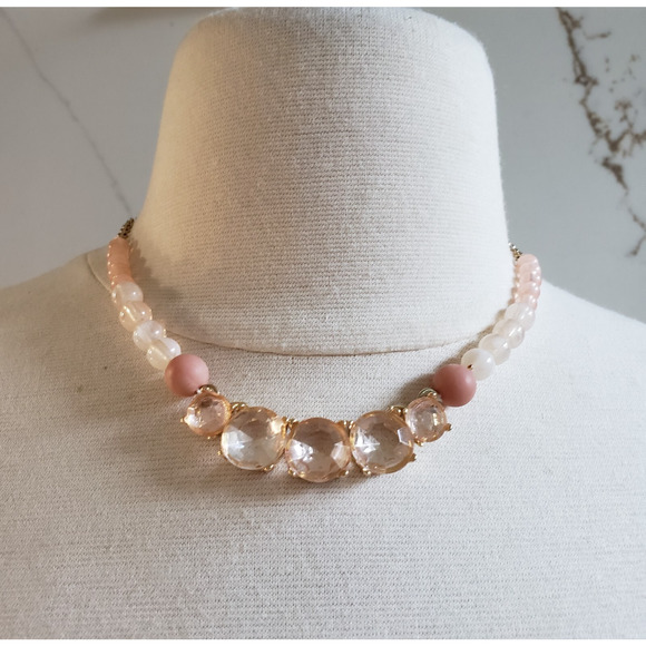 Jewelry Lot 3pc Lauren Conrad Two Tone Heart Banana Republic Pink Rhinestones - Picture 2 of 7